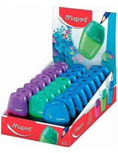 Taille-crayon Maped Shaker 1 trou avec réservoir grande capacité - Forme ergonomique - Couleurs assorties
