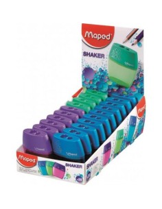 Taille-crayon Maped Shaker 2 trous avec réservoir grande capacité - Forme ergonomique - Couleurs assorties