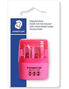 Taille-crayon Staedtler à double usage avec réservoir – 2 trous – De 8,2 mm à 10,2 mm – Rose fluo