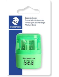 Taille-crayon Staedtler à double usage avec réservoir – 2 trous – De 8,2 mm à 10,2 mm – Vert fluo