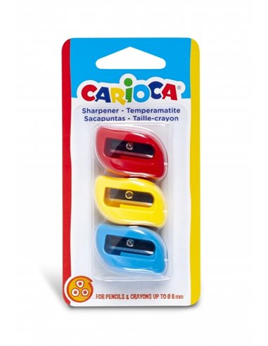 Lot de 3 taille-crayons de couleur Carioca avec 1 trou - Convient aux crayons triangulaires, ronds et hexagonaux - Vis de sécuri