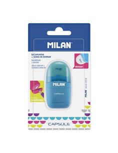 Taille-crayon capsule Milan - Taille-crayon et gomme - Lame en acier carbone - Pour tous types de crayons - Lame de sécurité - C