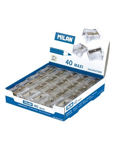 Taille-crayon Milan Maxi 1 trou - Lame en acier carbone - Transparent
