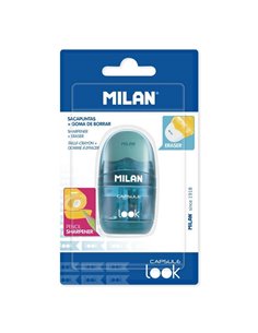 Taille-crayons Milan Blister Capsule Look - Taille-crayon et gomme - Lame en acier carbone - Pour tous types de crayons - Lame d