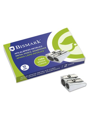 Taille-crayon double en métal Bismark pour crayons ordinaires ou épais - Couleur acier
