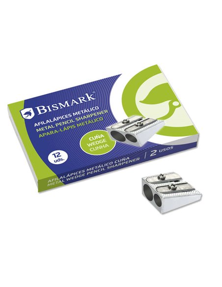Taille-crayon double en métal Bismark pour crayons ordinaires ou épais - Couleur acier