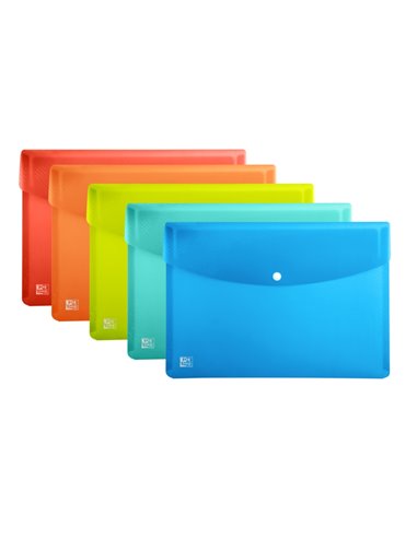 Enveloppe porte-documents rigide translucide Oxford Urban A3 - Peut contenir jusqu'à 40 feuilles - Fermeture à pression - Couleu