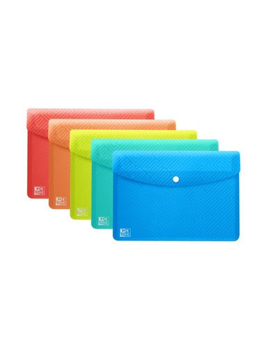 Enveloppe porte-documents rigide translucide Oxford Urban A6 - Peut contenir jusqu'à 40 feuilles - Fermeture à pression - Couleu
