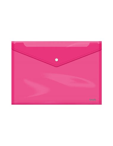 Pochette porte-documents Dohe Folio+ - Fermeture à pression - Polypropylène transparent 150 microns - Rose