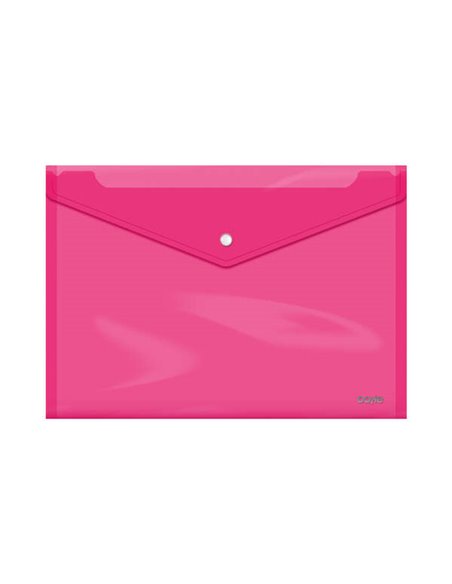 Pochette porte-documents Dohe Folio+ - Fermeture à pression - Polypropylène transparent 150 microns - Rose