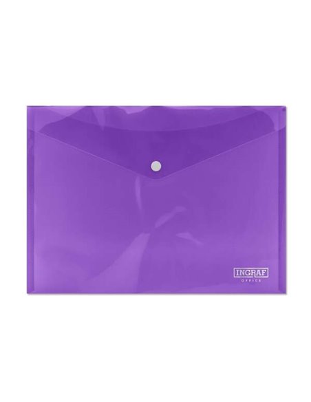 Porte-documents Ingraf A4 - Fermeture à pression - Polypropylène cristal transparent - Couleur lilas