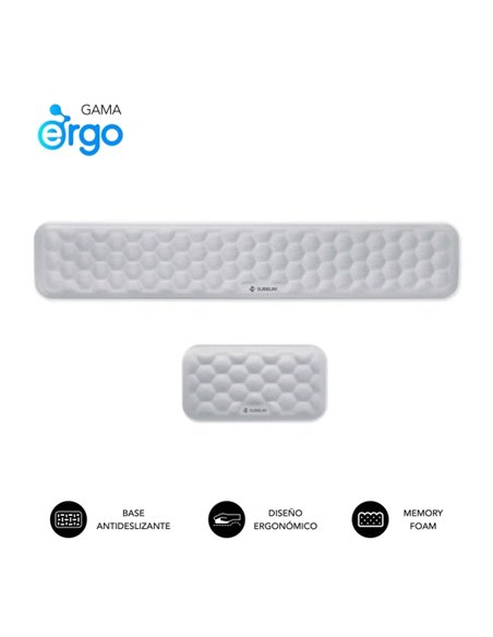 Repose-poignet Subblim Pack Ergo Airpadding pour clavier et souris - Mousse viscoélastique 65D - Tissu AirMesh respirant - Base 