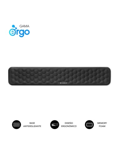 Repose-poignet pour clavier Subblim Ergo Airpad - Mousse à mémoire de forme 65D - Tissu AirMesh respirant - Base antidérapante -