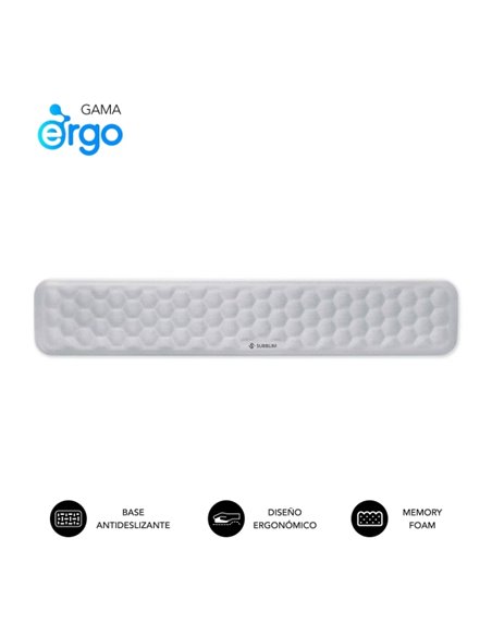 Repose-poignet pour clavier Subblim Ergo Airpad - Mousse à mémoire de forme 65D - Tissu AirMesh respirant - Base antidérapante -