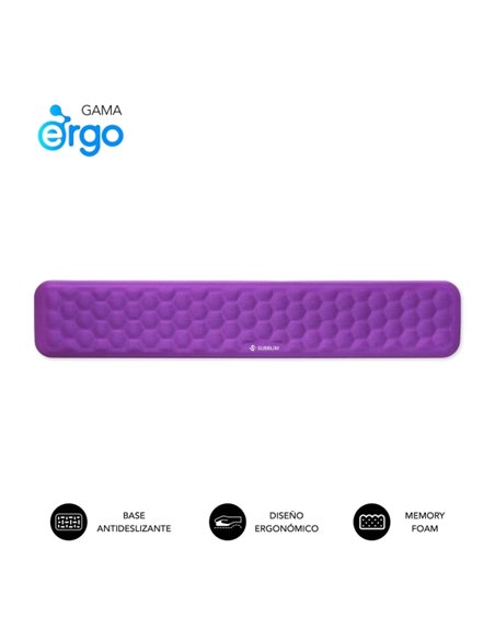 Repose-poignet pour clavier Subblim Ergo Airpad - Mousse à mémoire de forme 65D - Tissu AirMesh respirant - Base antidérapante -