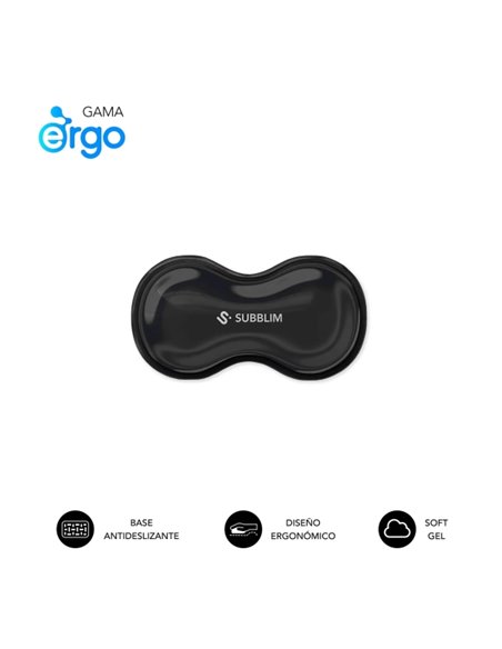 Repose-poignet de souris Subblim Ergo Crystal Flex - Gel rafraîchissant auto-ajustable - Design ergonomique ondulé - Base antidé