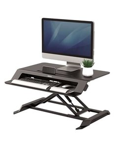 Poste de travail assis-debout Fellowes Lotus - Système à ressort à gaz - Grande plateforme supérieure - Plateforme inférieure po