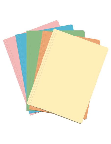 Lot de 50 sous-chemises en papier cartonné Dohe - Format folio - Fente pour attache - Couleurs claires assorties