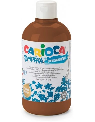 Bouteille de 500 ml de peinture Carioca Tempera - Couleurs super lavables - Faciles à mélanger - Applicable sur matériaux poreux