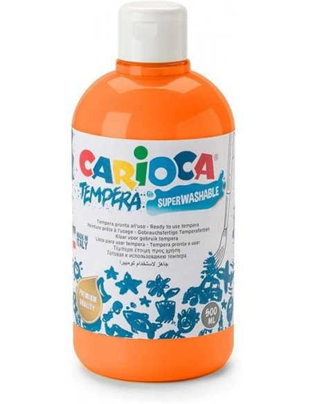 Bouteille de 500 ml de peinture Carioca Tempera - Couleurs super lavables - Faciles à mélanger - Applicable sur matériaux poreux