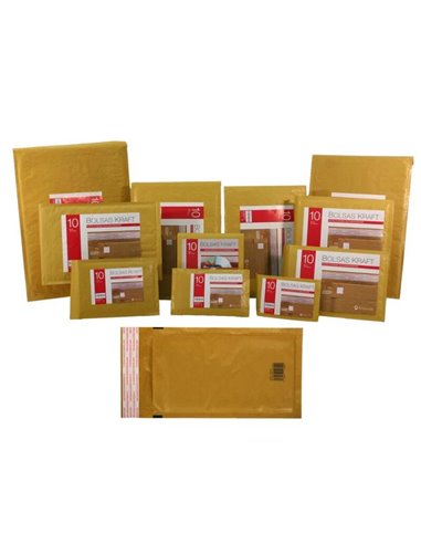 Sachet Kraft Bismark n° 14 180 x 265 mm - Revêtement intérieur avec bulles d'air - Fermeture autocollante - Idéal pour les expéd