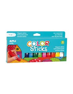 Apli Lot de 12 peintures Tempera Solides 10 g - Finition Satinée - Ne Tache Pas - Couleurs Unies