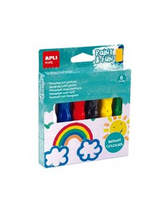 Pack de 6 peintures à la détrempe Apli Kids en tube de 14 ml avec pinceau – Pratique et sans nettoyage – Encourage la créativité