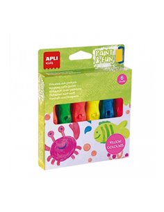 Pack de 6 peintures à la détrempe Apli Kids en tube de 14 ml avec pinceau - Pratique et sans nettoyage - Encourage la créativité