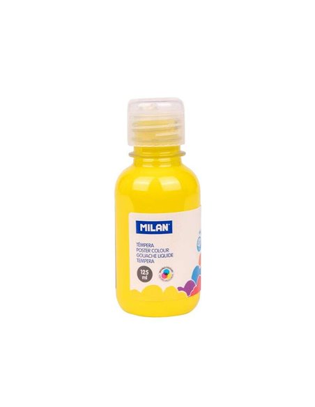 Bouteille Milan Tempera 125 ml - Bouchon doseur - Séchage rapide - Miscible - Jaune