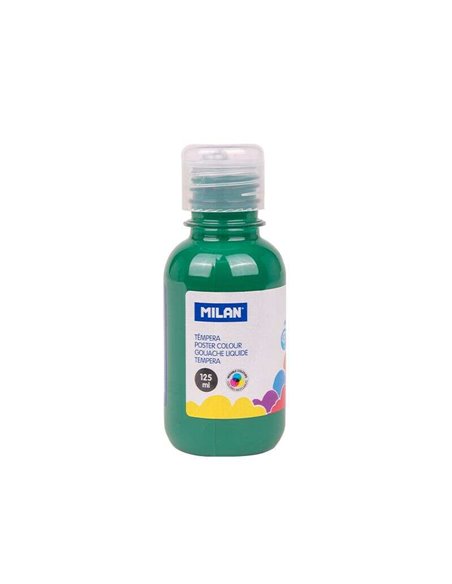 Bouteille Milan Tempera 125 ml - Bouchon doseur - Séchage rapide - Miscible - Vert foncé