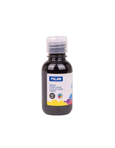 Bouteille Milan Tempera 125 ml - Bouchon doseur - Séchage rapide - Miscible - Noir