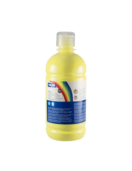 Bouteille Milan Tempera - 500 ml - Bouchon doseur - Séchage rapide - Miscible - Jaune citron