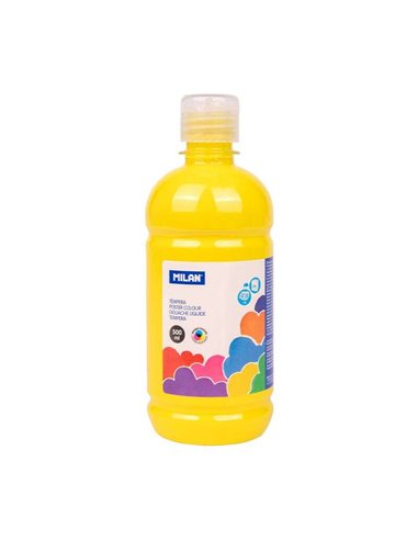 Bouteille Milan Tempera 500 ml - Bouchon doseur - Séchage rapide - Miscible - Jaune
