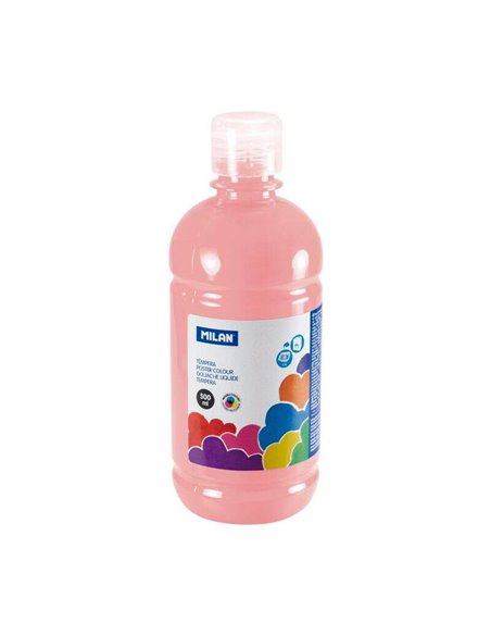 Bouteille Milan Tempera 500 ml - Bouchon doseur - Séchage rapide - Miscible - Rose pâle