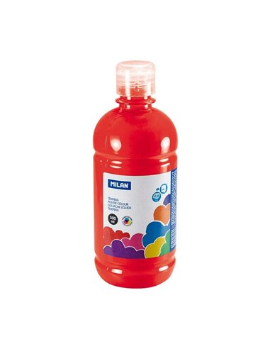 Bouteille Milan Tempera 500 ml - Bouchon doseur - Séchage rapide - Miscible - Rouge