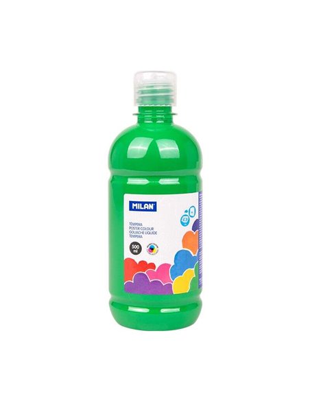 Bouteille Milan Tempera 500 ml - Bouchon doseur - Séchage rapide - Miscible - Vert clair