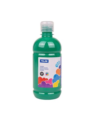 Bouteille Milan Tempera 500 ml - Bouchon doseur - Séchage rapide - Miscible - Vert foncé