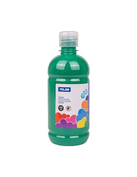 Bouteille Milan Tempera 500 ml - Bouchon doseur - Séchage rapide - Miscible - Vert foncé