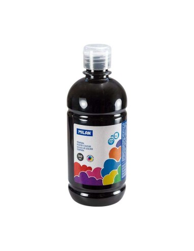 Bouteille Milan Tempera 500 ml - Bouchon doseur - Séchage rapide - Miscible - Noir