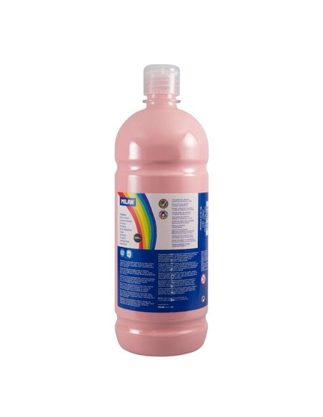 Bouteille Milan Tempera 1000 ml - Bouchon doseur - Séchage rapide - Miscible - Rose pâle