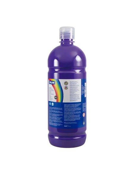 Bouteille Milan Tempera 1000 ml - Bouchon doseur - Séchage rapide - Miscible - Couleur violette