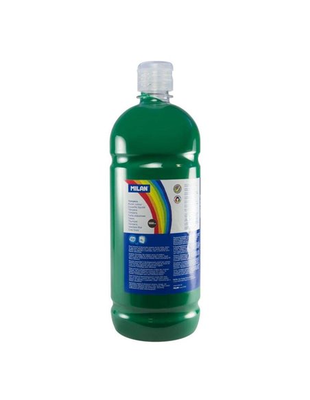 Bouteille Milan Tempera 1000 ml - Bouchon doseur - Séchage rapide - Miscible - Vert foncé