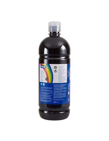 Bouteille Milan Tempera 1000 ml - Bouchon doseur - Séchage rapide - Miscible - Noir