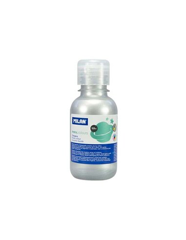Bouteille Milan Tempera 125 ml - Bouchon doseur - Séchage rapide - Miscible - Couleur argent