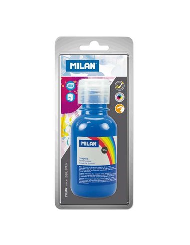 Bouteille de détrempe Milan 125 ml - Bouchon doseur - Séchage rapide - Miscible - Couleur cyan