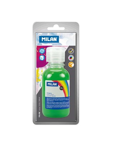 Bouteille Milan Tempera 125 ml - Bouchon doseur - Séchage rapide - Miscible - Vert clair