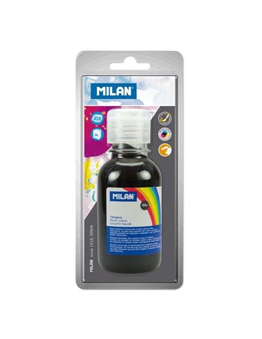 Bouteille Milan Tempera 125 ml - Bouchon doseur - Séchage rapide - Miscible - Noir