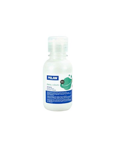 Bouteille Milan Tempera 125 ml - Bouchon doseur - Séchage rapide - Miscible - Blanc métallisé