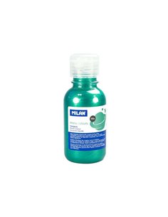 Bouteille Milan Tempera 125 ml - Bouchon doseur - Séchage rapide - Miscible - Vert métallisé