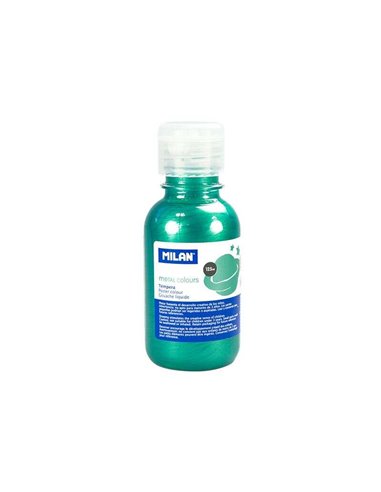 Bouteille Milan Tempera 125 ml - Bouchon doseur - Séchage rapide - Miscible - Vert métallisé